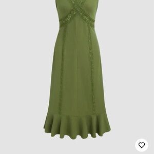 Cider Green lace ruffled Midi Dress Size: S